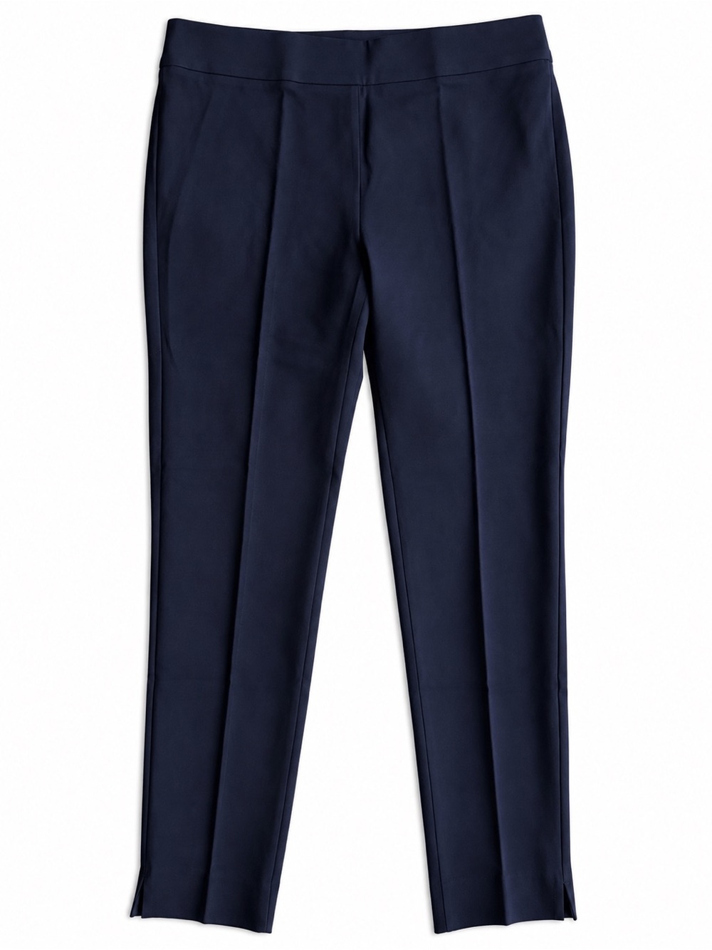 Talbots Luxe Knit Chatham Ankle Pants Slim Leg Stretch Trousers Navy Blue 12